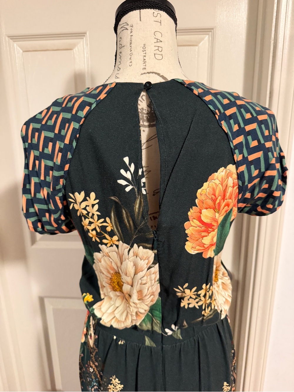 Anthropologie Dark Green Floral Midi Dress by Farm Rio - Picture 3 of 5